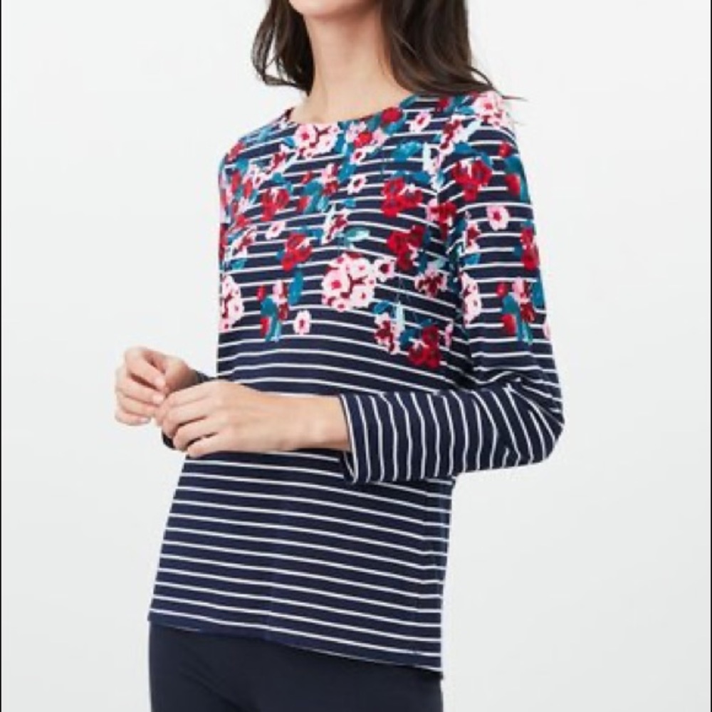 Joules Floral Harbour Print Breton Top, Sz 4
